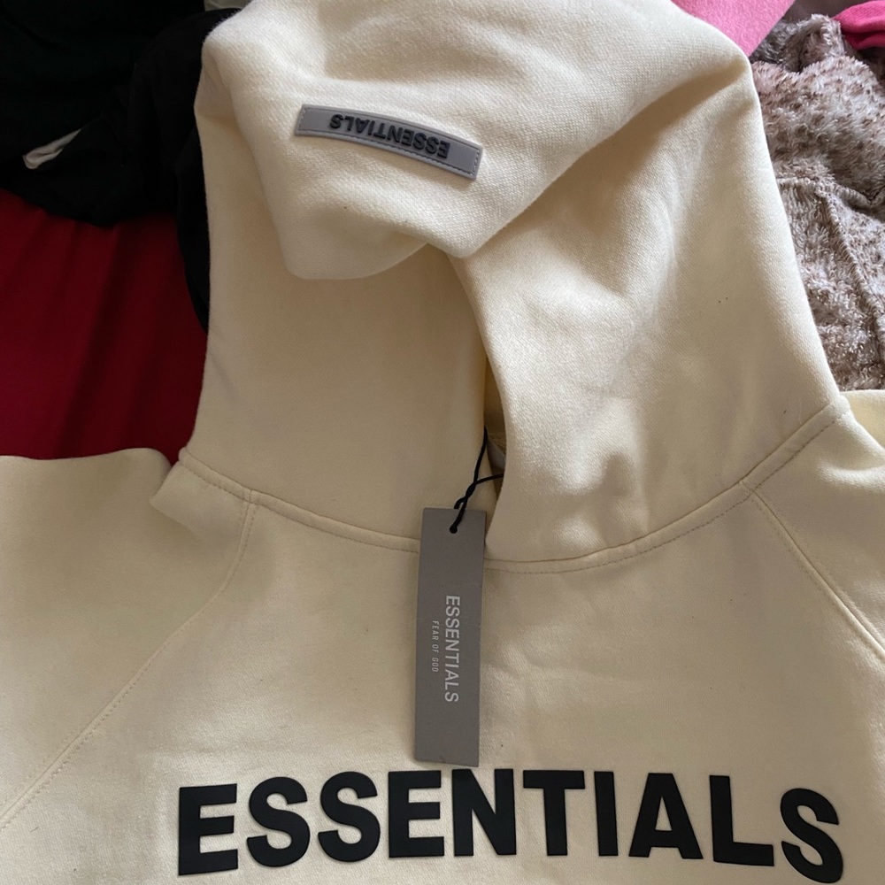 NEVER WORN ESSENTIALS HOODIE SIZE LARGE.. Comes with original bag 2